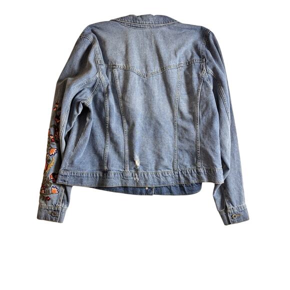 Jessica Simpson Denim Jean Trucker Jacket Blue Medium Wash Womens Size 2X - Picture 7 of 7